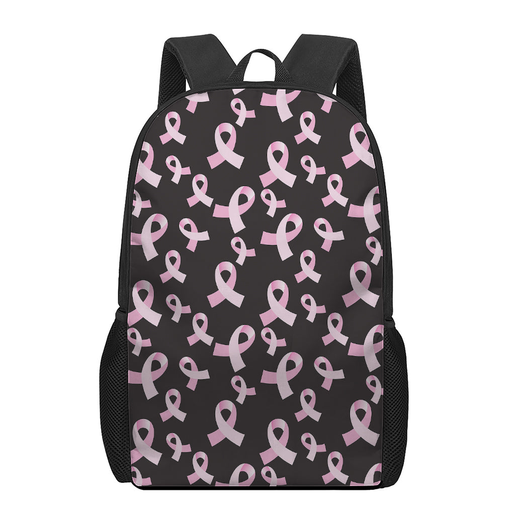 Pink Breast Cancer Ribbon Pattern Print 17 Inch Backpack