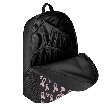 Pink Breast Cancer Ribbon Pattern Print 17 Inch Backpack