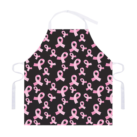 Pink Breast Cancer Ribbon Pattern Print Adjustable Apron