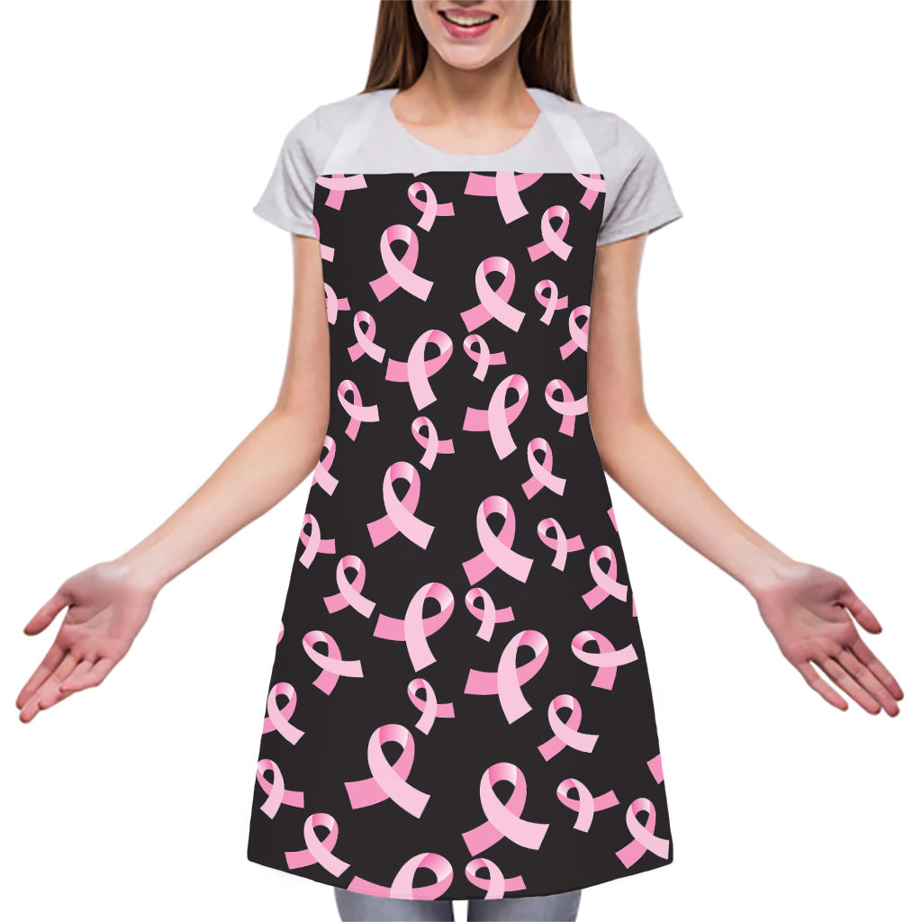 Pink Breast Cancer Ribbon Pattern Print Adjustable Apron