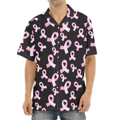 Pink Breast Cancer Ribbon Pattern Print Aloha Shirt