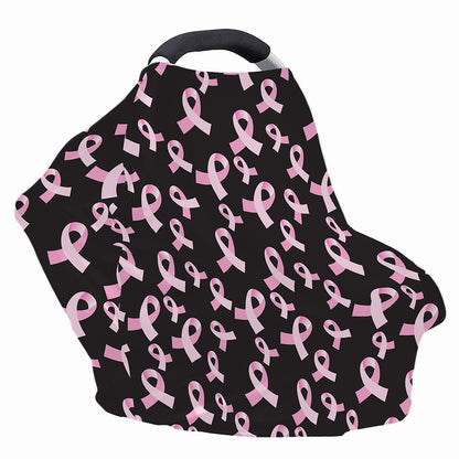Pink Breast Cancer Ribbon Pattern Print Baby Seat Cover