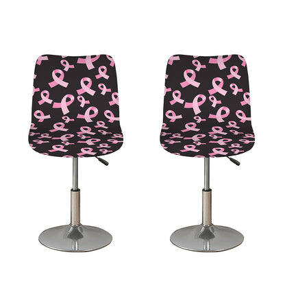 Pink Breast Cancer Ribbon Pattern Print Bar Stool Covers