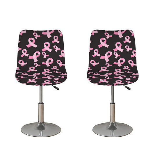 Pink Breast Cancer Ribbon Pattern Print Bar Stool Covers