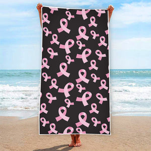 Pink Breast Cancer Ribbon Pattern Print Beach Towel