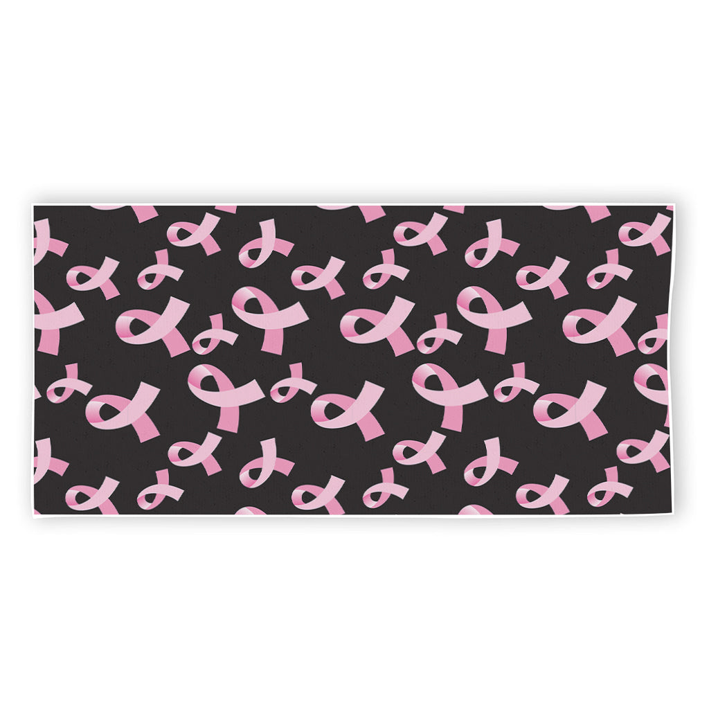 Pink Breast Cancer Ribbon Pattern Print Beach Towel