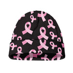 Pink Breast Cancer Ribbon Pattern Print Beanie