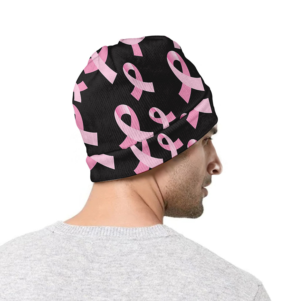 Pink Breast Cancer Ribbon Pattern Print Beanie