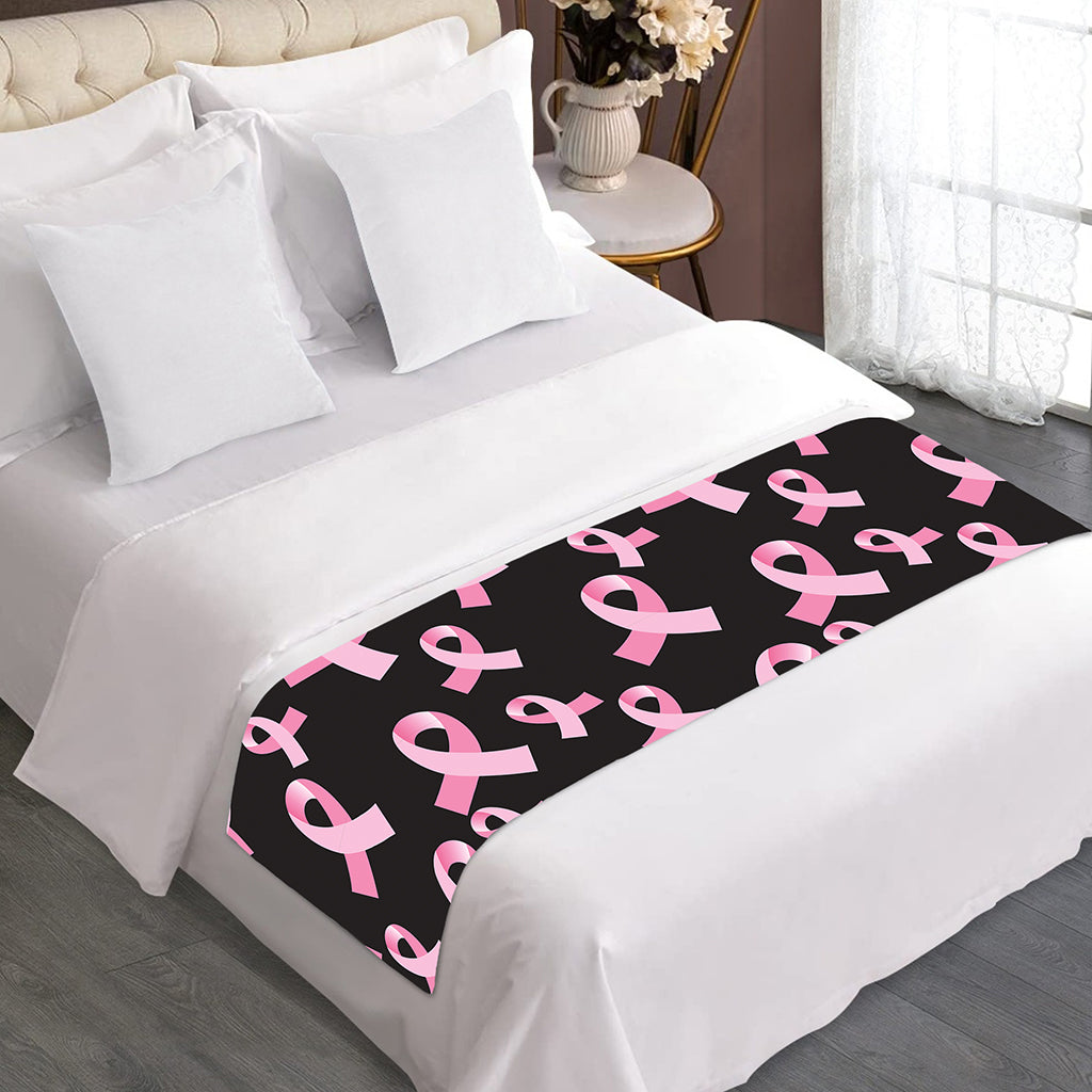 Pink Breast Cancer Ribbon Pattern Print Bed Runner