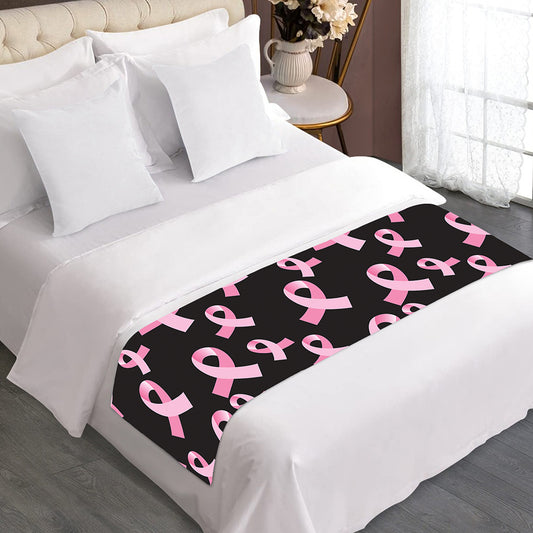 Pink Breast Cancer Ribbon Pattern Print Bed Runner