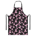 Pink Breast Cancer Ribbon Pattern Print Bib Apron With Pocket