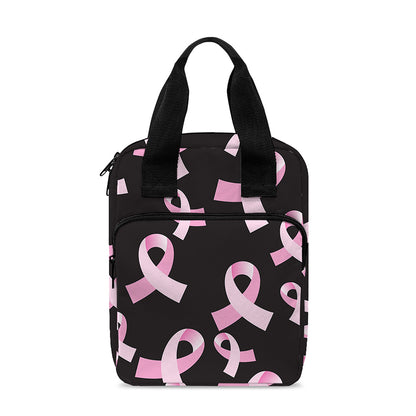 Pink Breast Cancer Ribbon Pattern Print Bible Tote Bag