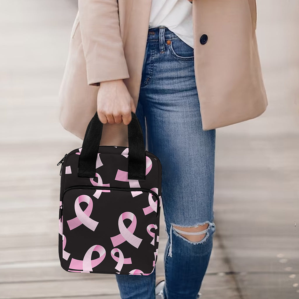 Pink Breast Cancer Ribbon Pattern Print Bible Tote Bag