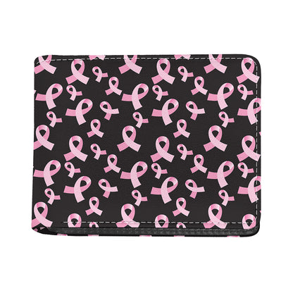 Pink Breast Cancer Ribbon Pattern Print Bifold Wallet