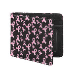 Pink Breast Cancer Ribbon Pattern Print Bifold Wallet