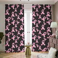 Pink Breast Cancer Ribbon Pattern Print Dimout Pencil Pleat Curtains