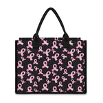 Pink Breast Cancer Ribbon Pattern Print Canvas Tote Bag