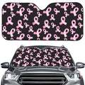 Pink Breast Cancer Ribbon Pattern Print Car Windshield Sun Shade