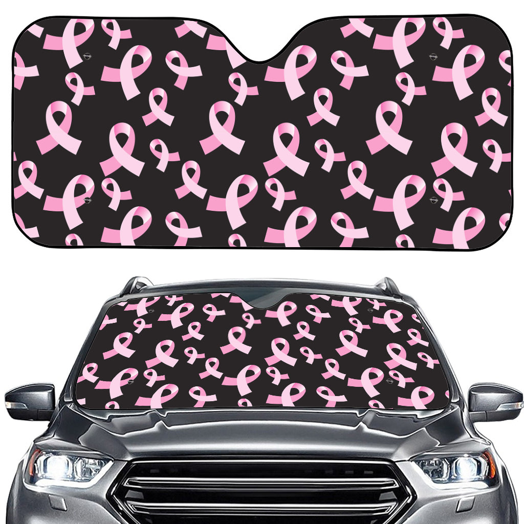 Pink Breast Cancer Ribbon Pattern Print Car Windshield Sun Shade