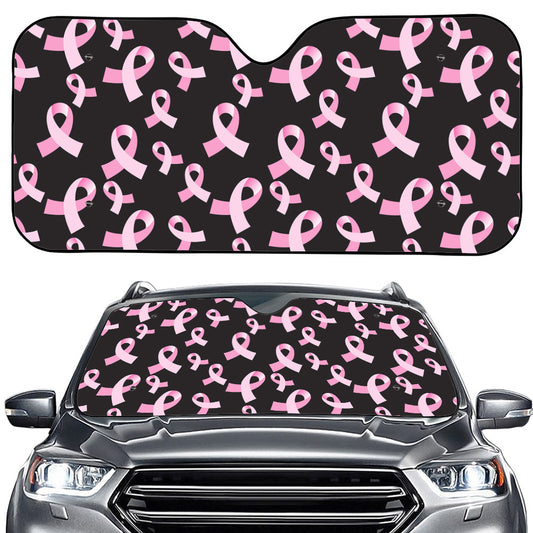 Pink Breast Cancer Ribbon Pattern Print Car Windshield Sun Shade