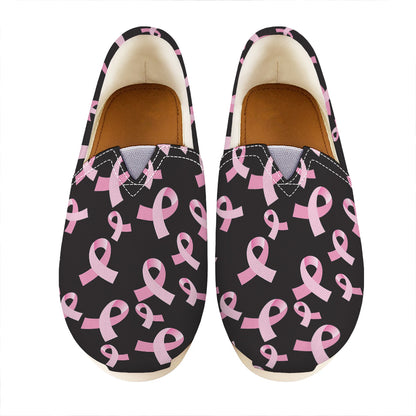 Pink Breast Cancer Ribbon Pattern Print Casual Shoes