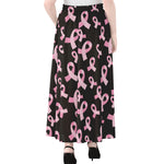 Pink Breast Cancer Ribbon Pattern Print Chiffon Maxi Skirt