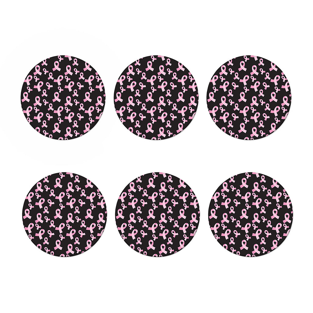Pink Breast Cancer Ribbon Pattern Print Coaster Set