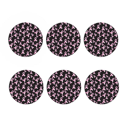 Pink Breast Cancer Ribbon Pattern Print Coaster Set