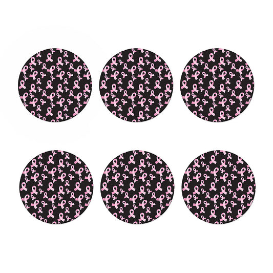 Pink Breast Cancer Ribbon Pattern Print Coaster Set