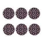 Pink Breast Cancer Ribbon Pattern Print Coaster Set