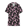 Pink Breast Cancer Ribbon Pattern Print Cotton Hawaiian Shirt