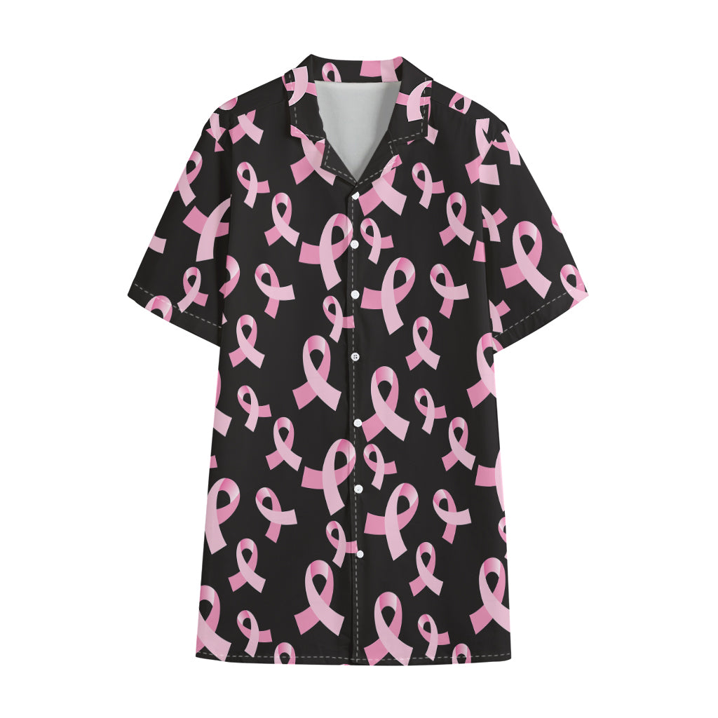 Pink Breast Cancer Ribbon Pattern Print Cotton Hawaiian Shirt