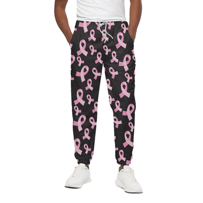 Pink Breast Cancer Ribbon Pattern Print Cotton Pants