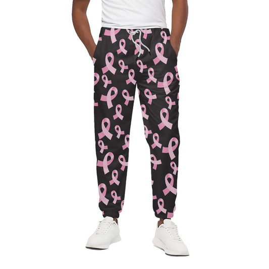 Pink Breast Cancer Ribbon Pattern Print Cotton Pants