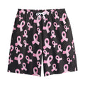 Pink Breast Cancer Ribbon Pattern Print Cotton Shorts