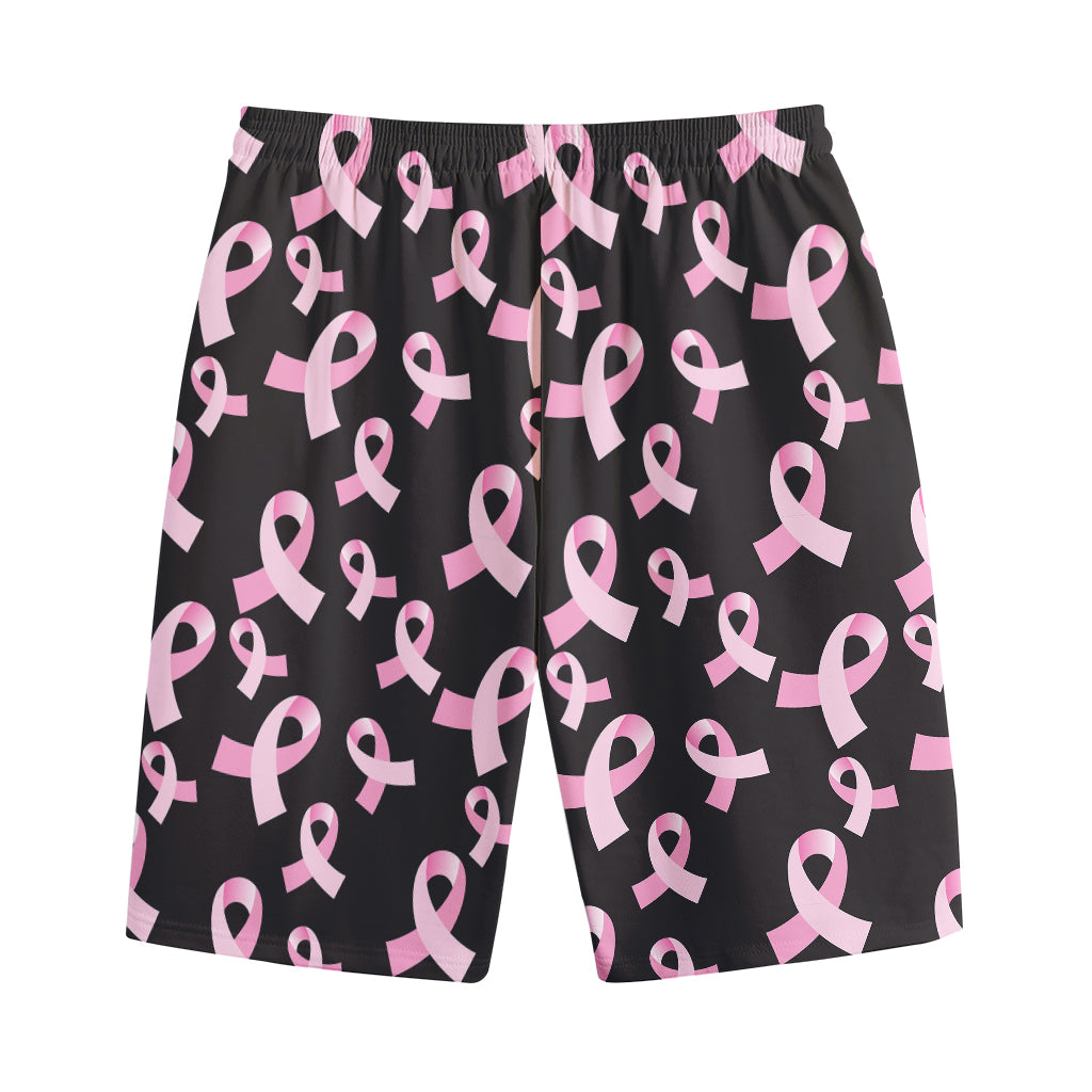 Pink Breast Cancer Ribbon Pattern Print Cotton Shorts