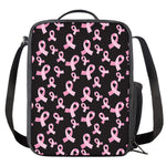 Pink Breast Cancer Ribbon Pattern Print Crossbody Lunch Bag