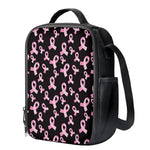 Pink Breast Cancer Ribbon Pattern Print Crossbody Lunch Bag