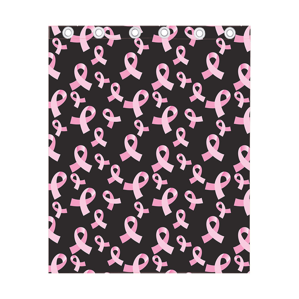 Pink Breast Cancer Ribbon Pattern Print Curtain