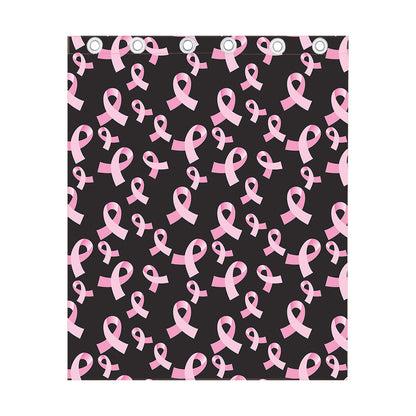 Pink Breast Cancer Ribbon Pattern Print Curtain