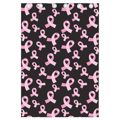 Pink Breast Cancer Ribbon Pattern Print Curtain