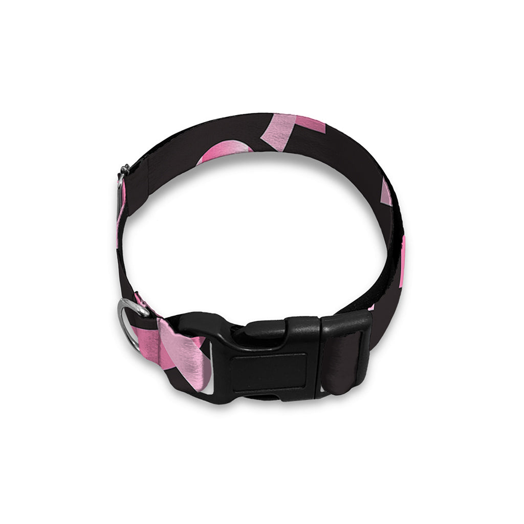 Pink Breast Cancer Ribbon Pattern Print Dog Collar