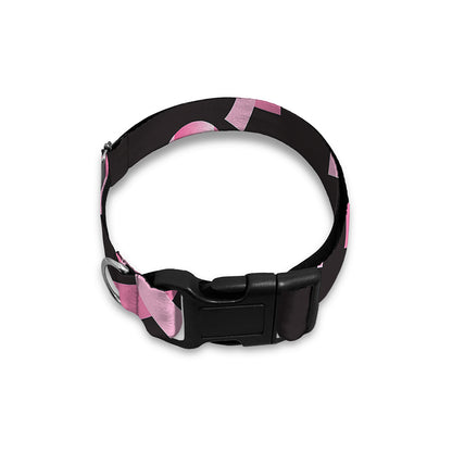 Pink Breast Cancer Ribbon Pattern Print Dog Collar