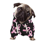 Pink Breast Cancer Ribbon Pattern Print Dog Zip Up Hoodie