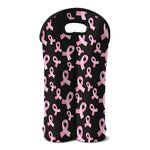 Pink Breast Cancer Ribbon Pattern Print Double Neoprene Wine Tote