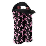 Pink Breast Cancer Ribbon Pattern Print Double Neoprene Wine Tote