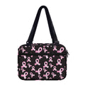 Pink Breast Cancer Ribbon Pattern Print Double Strap Bible Bag