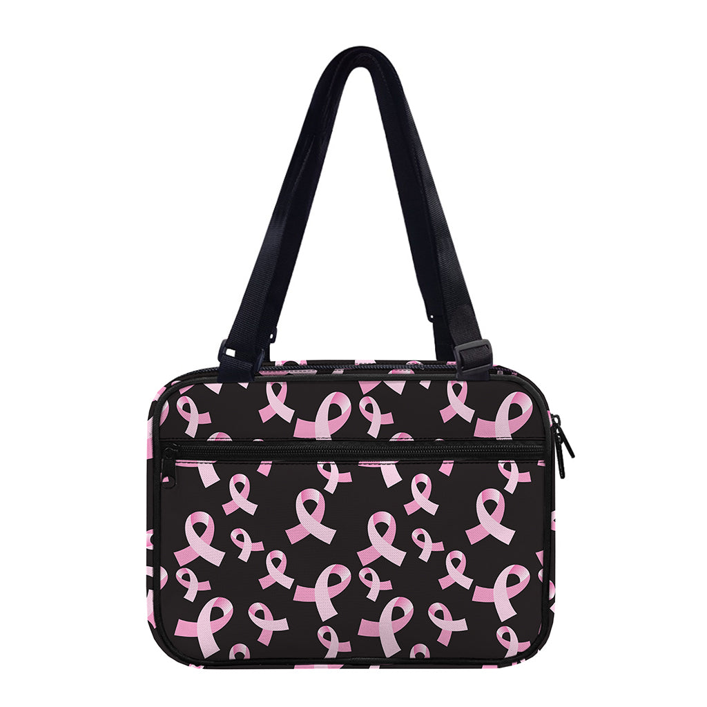 Pink Breast Cancer Ribbon Pattern Print Double Strap Bible Bag