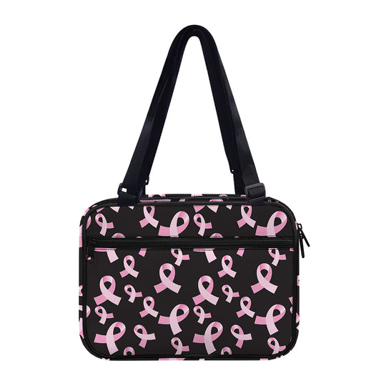 Pink Breast Cancer Ribbon Pattern Print Double Strap Bible Bag
