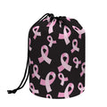 Pink Breast Cancer Ribbon Pattern Print Drawstring Makeup Bag